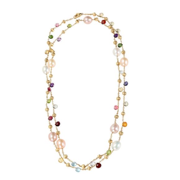 Marco Bicego Paradise Pearl & Mixed Gemstone Necklace in Yellow Gold - Picture 2 of 3